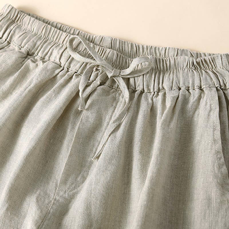 Casual Elastic Waist Shorts with Delicate Trimmed Edges