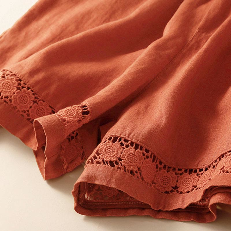 Casual Elastic Waist Shorts with Delicate Trimmed Edges