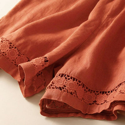 Casual Elastic Waist Shorts with Delicate Trimmed Edges