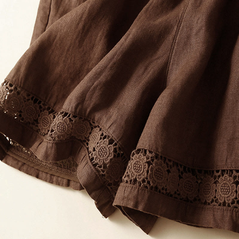 Casual Elastic Waist Shorts with Delicate Trimmed Edges