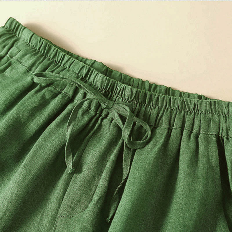 Casual Elastic Waist Shorts with Delicate Trimmed Edges
