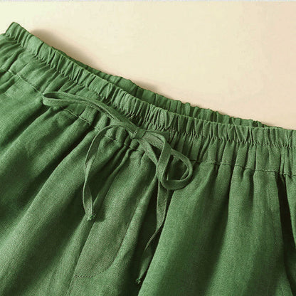 Casual Elastic Waist Shorts with Delicate Trimmed Edges