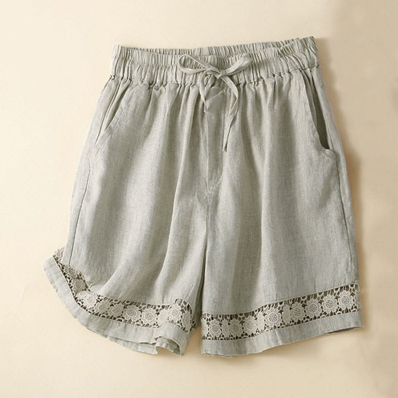 Casual Elastic Waist Shorts with Delicate Trimmed Edges - Nocini
