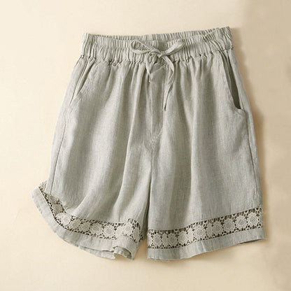 Casual Elastic Waist Shorts with Delicate Trimmed Edges - Nocini