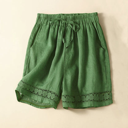 Casual Elastic Waist Shorts with Delicate Trimmed Edges