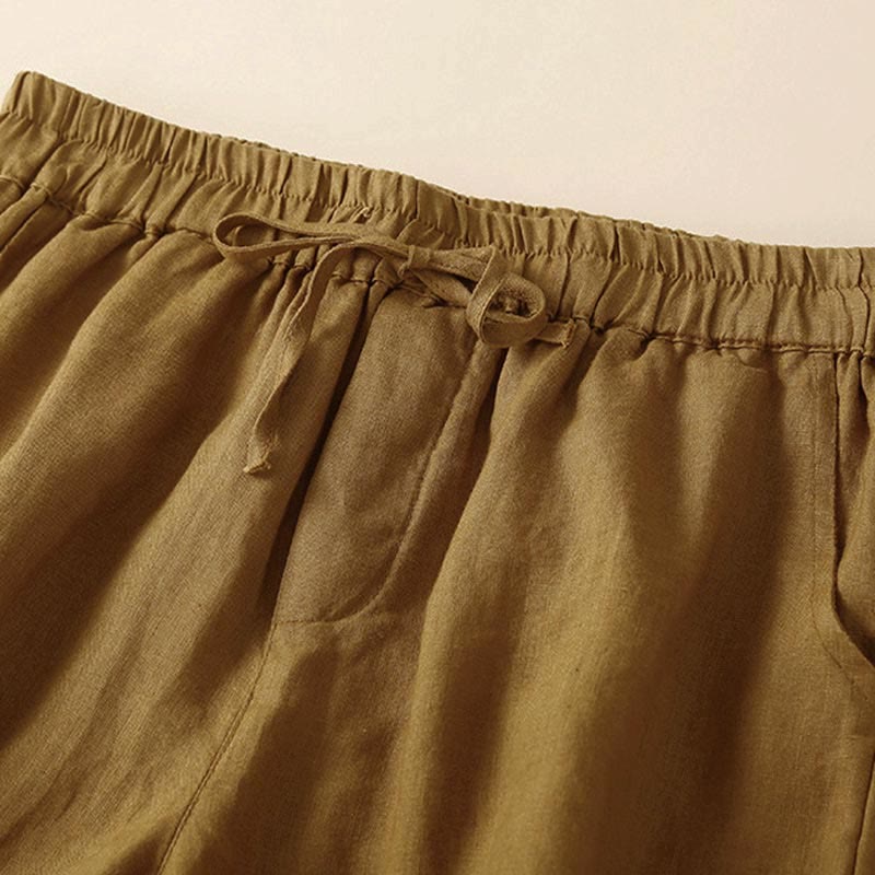 Casual Elastic Waist Shorts with Delicate Trimmed Edges