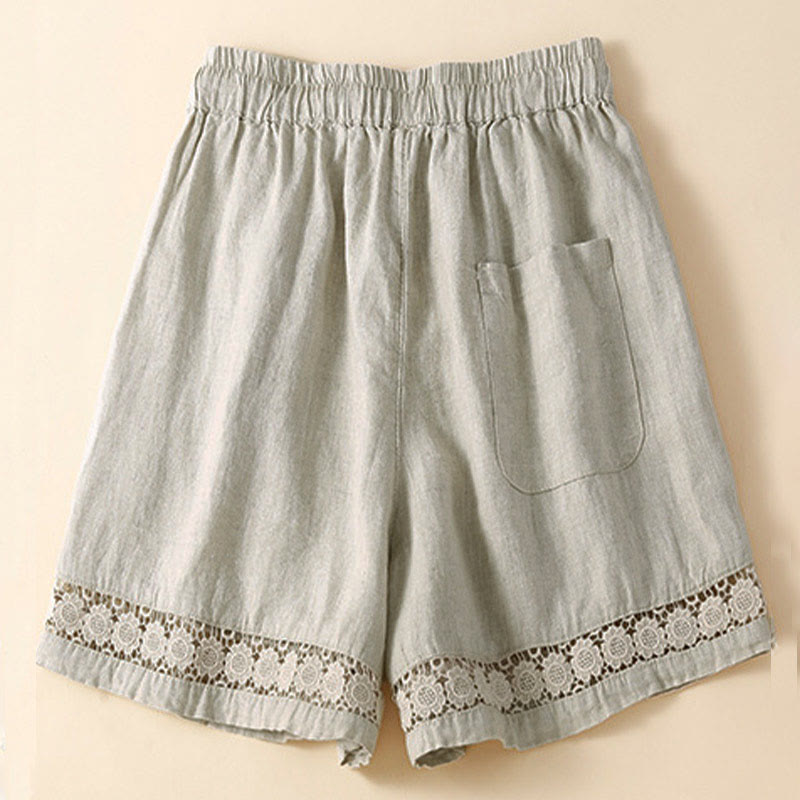 Casual Elastic Waist Shorts with Delicate Trimmed Edges
