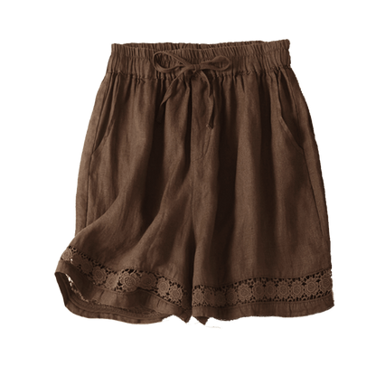 Casual Elastic Waist Shorts with Delicate Trimmed Edges