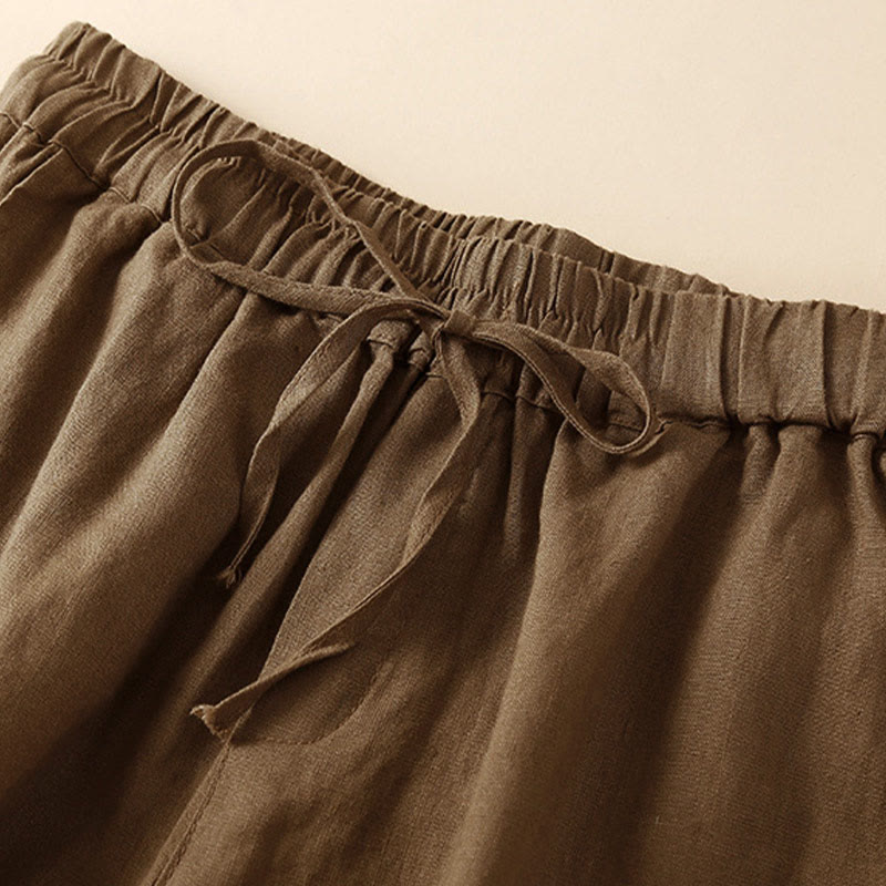 Casual Elastic Waist Shorts with Delicate Trimmed Edges