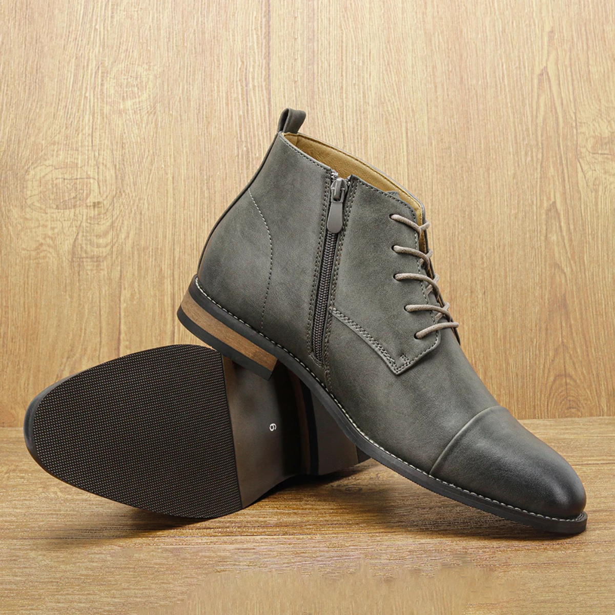 Brown Leather Ankle Boots for Men