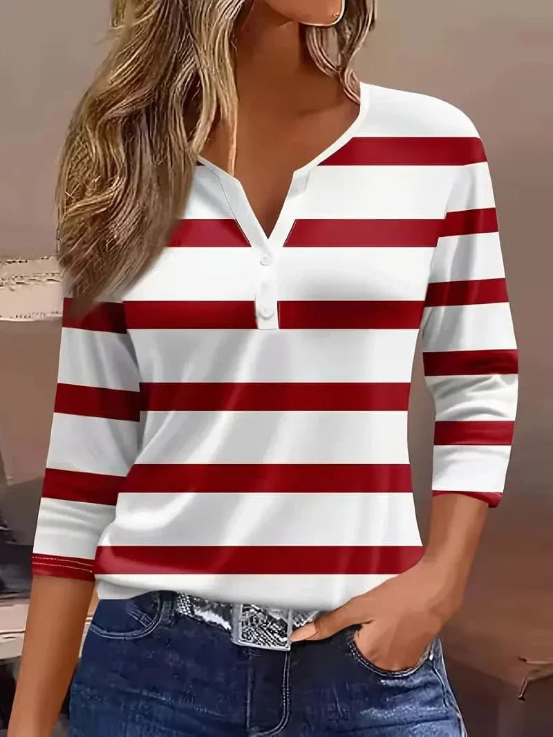 Classic Navy Blue Striped Tee - Olytrend