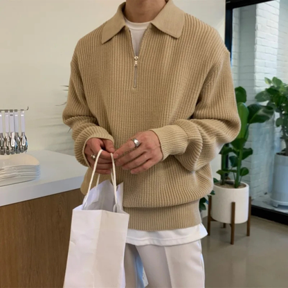 Cozy Mens Thick Cable Knit Half Zip Jumper