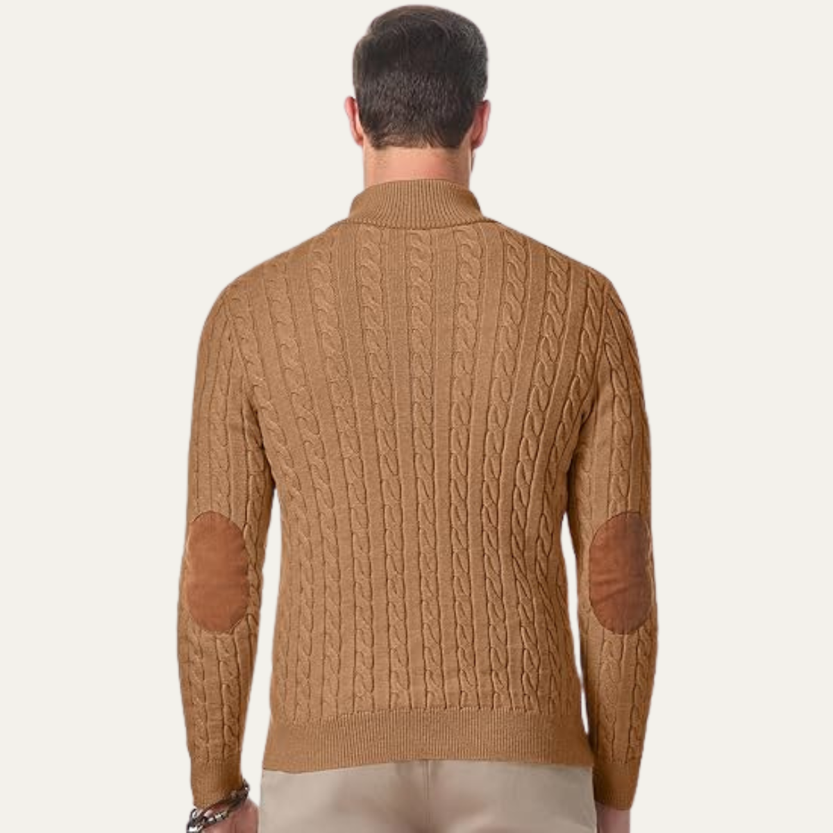 Classic Men's Crew Neck Cable Sweater