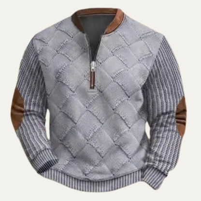 Men's Cozy Patterned Elbow Patch Sweater
