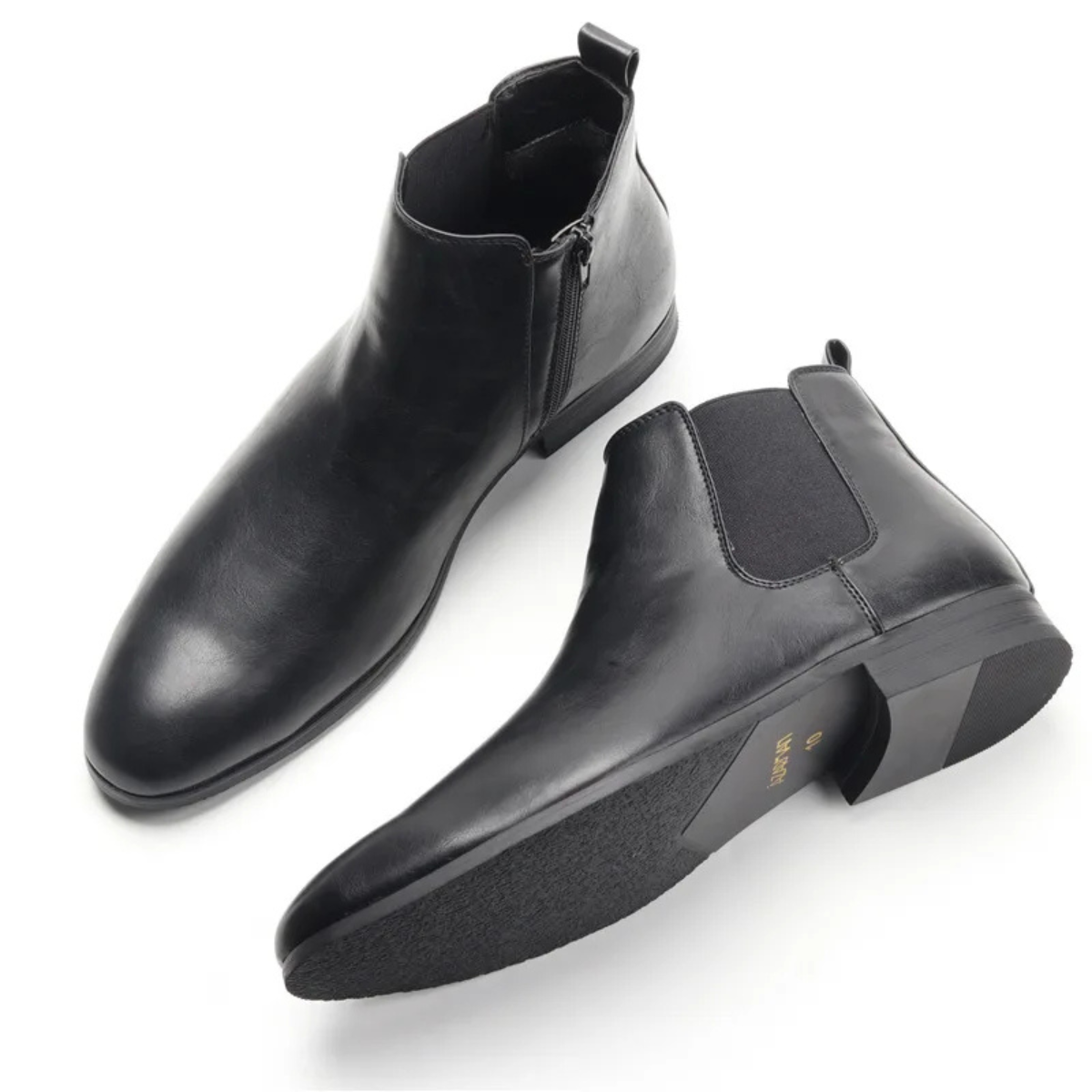 Classic Men's Leather Chelsea Ankle Boots with Stretch Sides