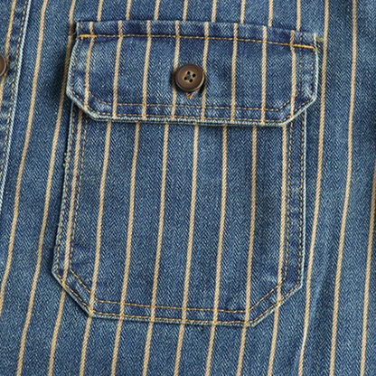Classic Mens Relaxed Fit Striped Cotton Shirt