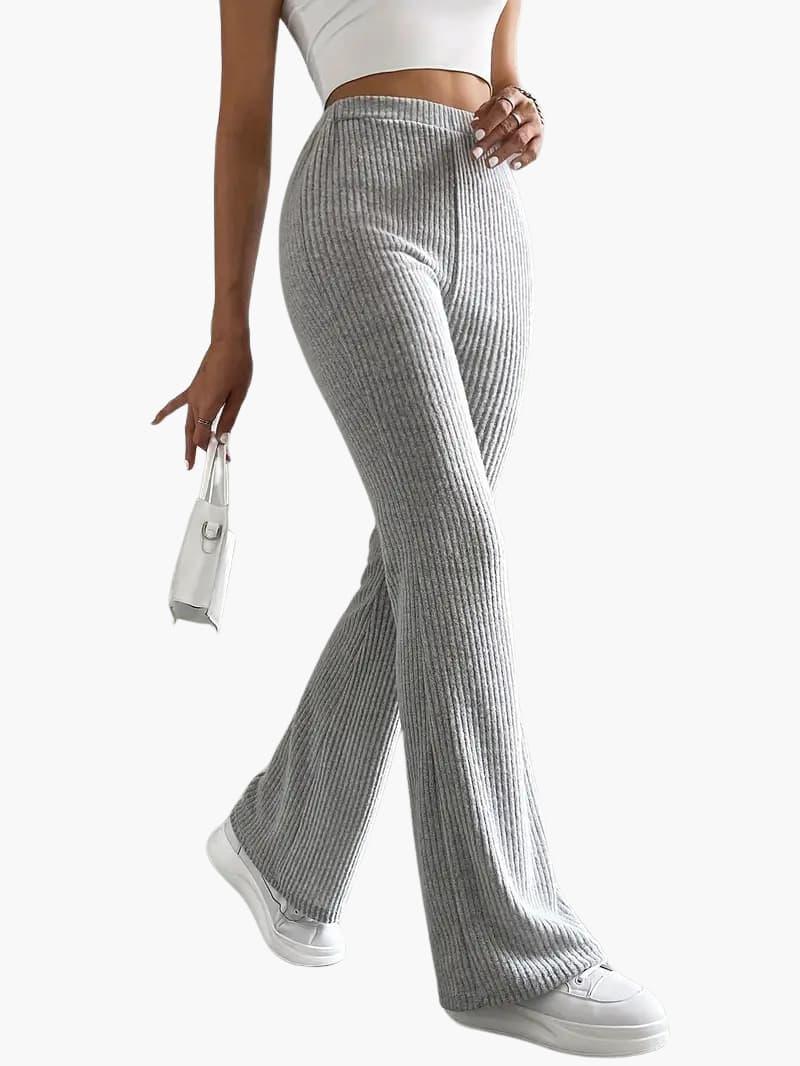 Soft High Waisted Knit Trousers for Women – Relaxed Fit Pants