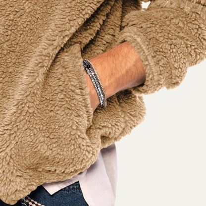 Warm Men's Fleece Zip Up Hooded Jacket