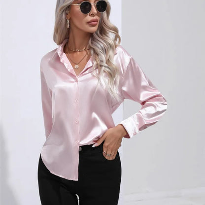 Classic Ladies Button Front Shirt Loose Fit
