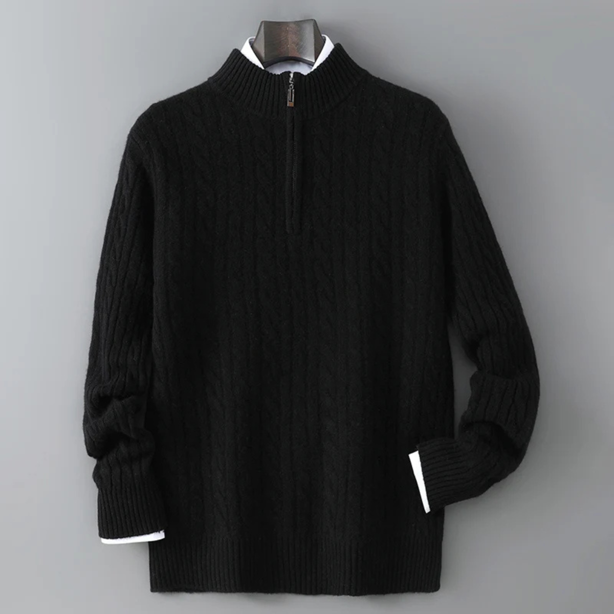 Cozy Men's Thermal Half Zip Knit Winter Sweater