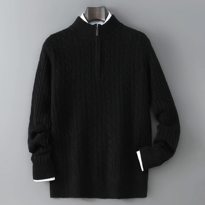 Cozy Men's Thermal Half Zip Knit Winter Sweater