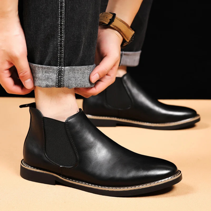 Stylish Men's Genuine Leather Chelsea Ankle Boots