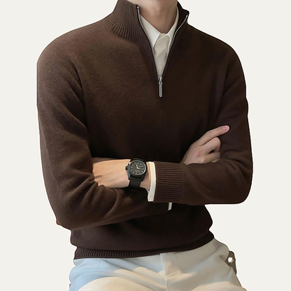 Luxury Men's Soft Mock Neck Wool Sweater