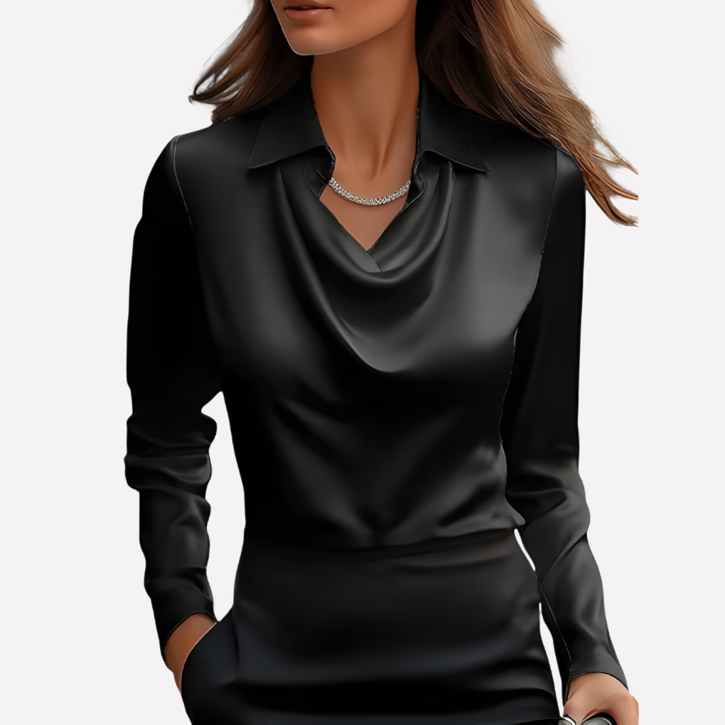 Ladies Silk Blouse with Flowy Neckline