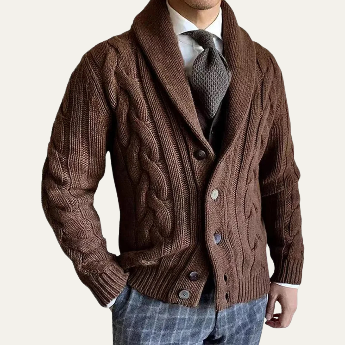 Cozy Men's Cable Knit Button Cardigan Sweater
