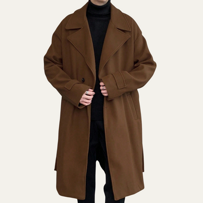 Classic Men's Camel Overcoat with Adjustable Belt