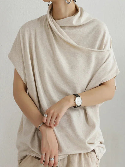 Relaxed Fit Women's Sweater Blouse with Soft Cowl Neck - Nocini