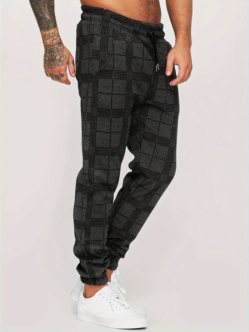 Street Style Checked Slim Fit Pants for Men