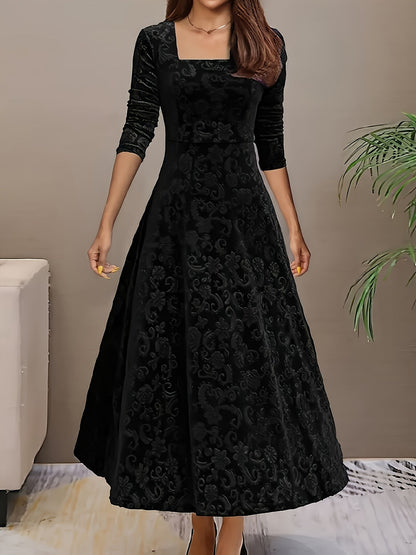 Casual Floral A-Line Midi Dress