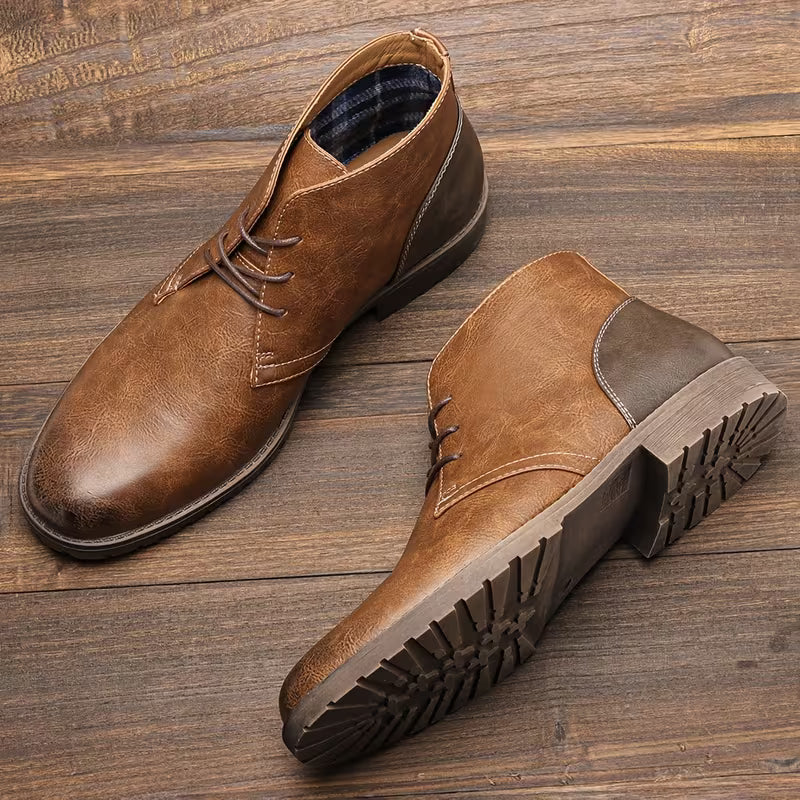 Classic Men's Distressed Leather Smart Boots