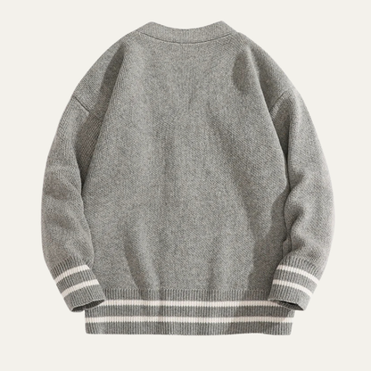 Relaxed Fit Men's V Neck Sweater Cardigan