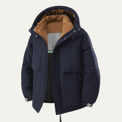 Warm Men's Colorblock Hooded Puffer Coat