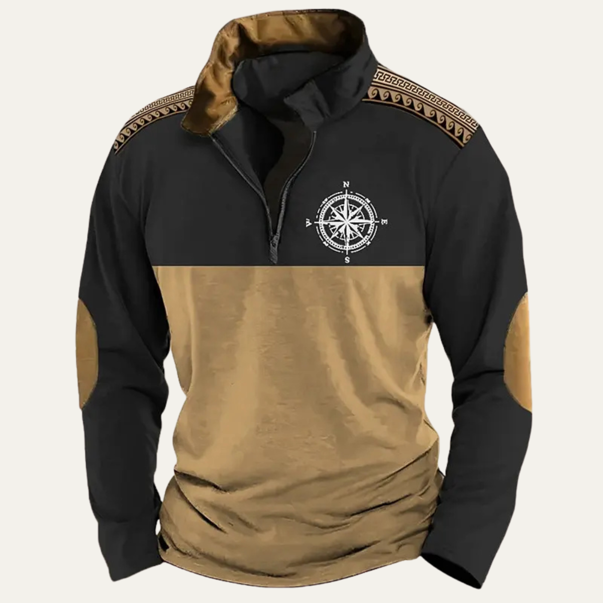 Classic Navy Embroidered Compass Zip Sweater - Nocini