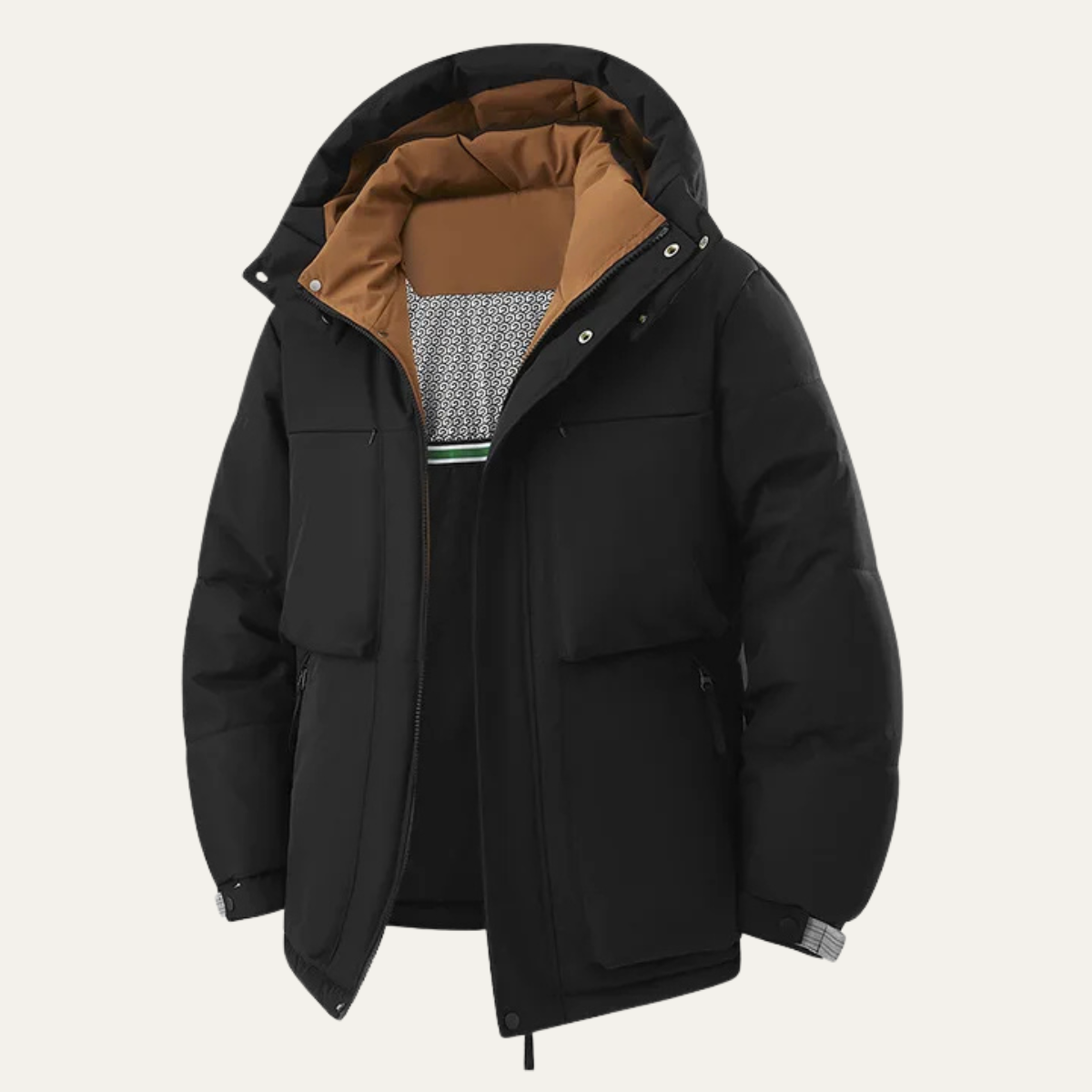 Warm Men's Colorblock Hooded Puffer Coat