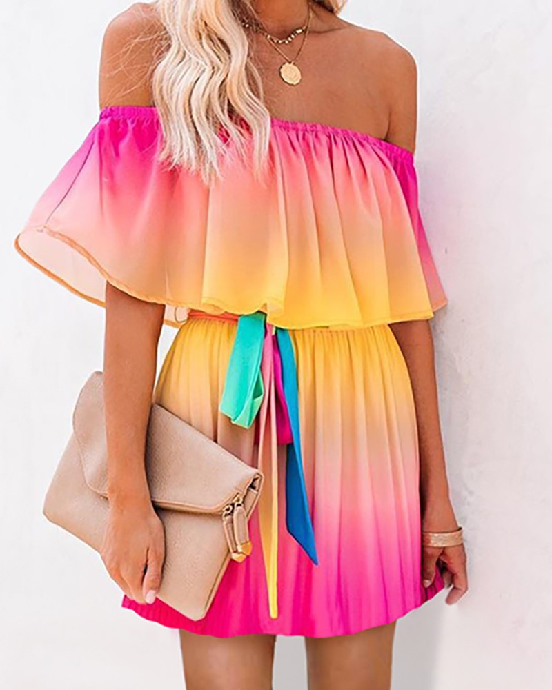 Sleeveless Mini Dress with Ruffled Waist and Airy Fabric