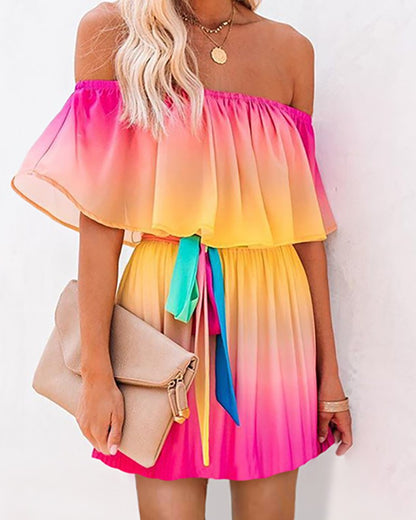 Sleeveless Mini Dress with Ruffled Waist and Airy Fabric