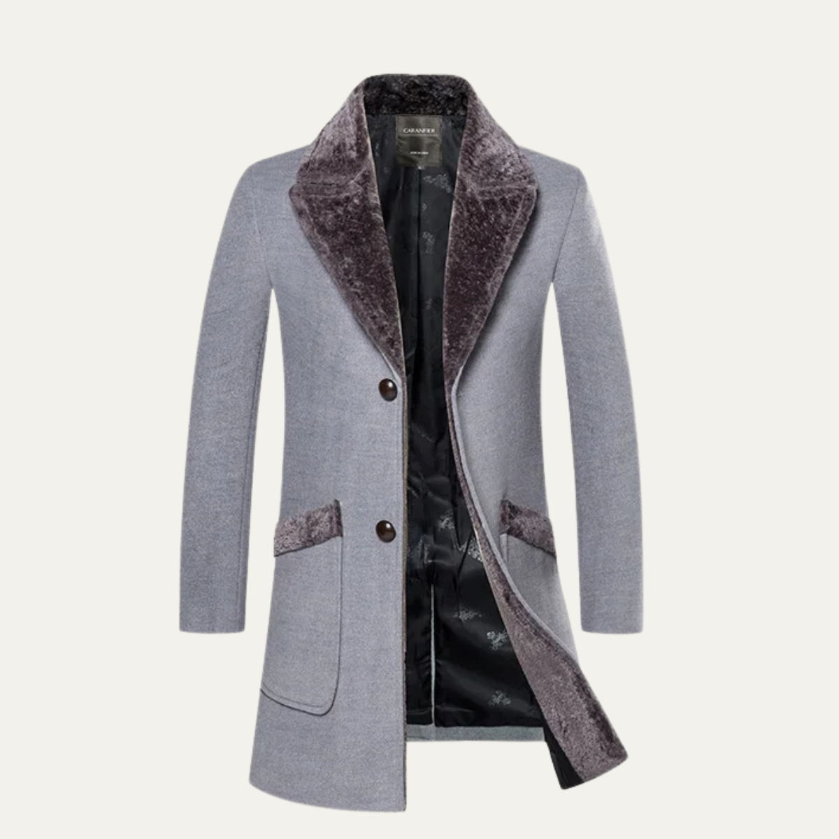 Warm Mens Slim Fit Fur Hooded Parka Jacket - Nocini
