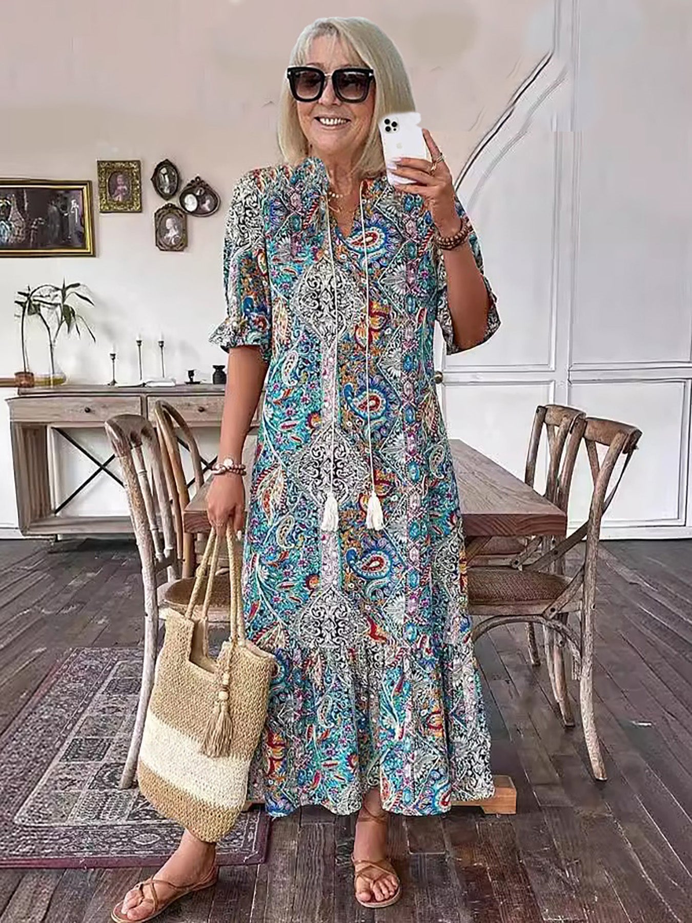 Stylish Bohemian Long Evening Dress - Nocini