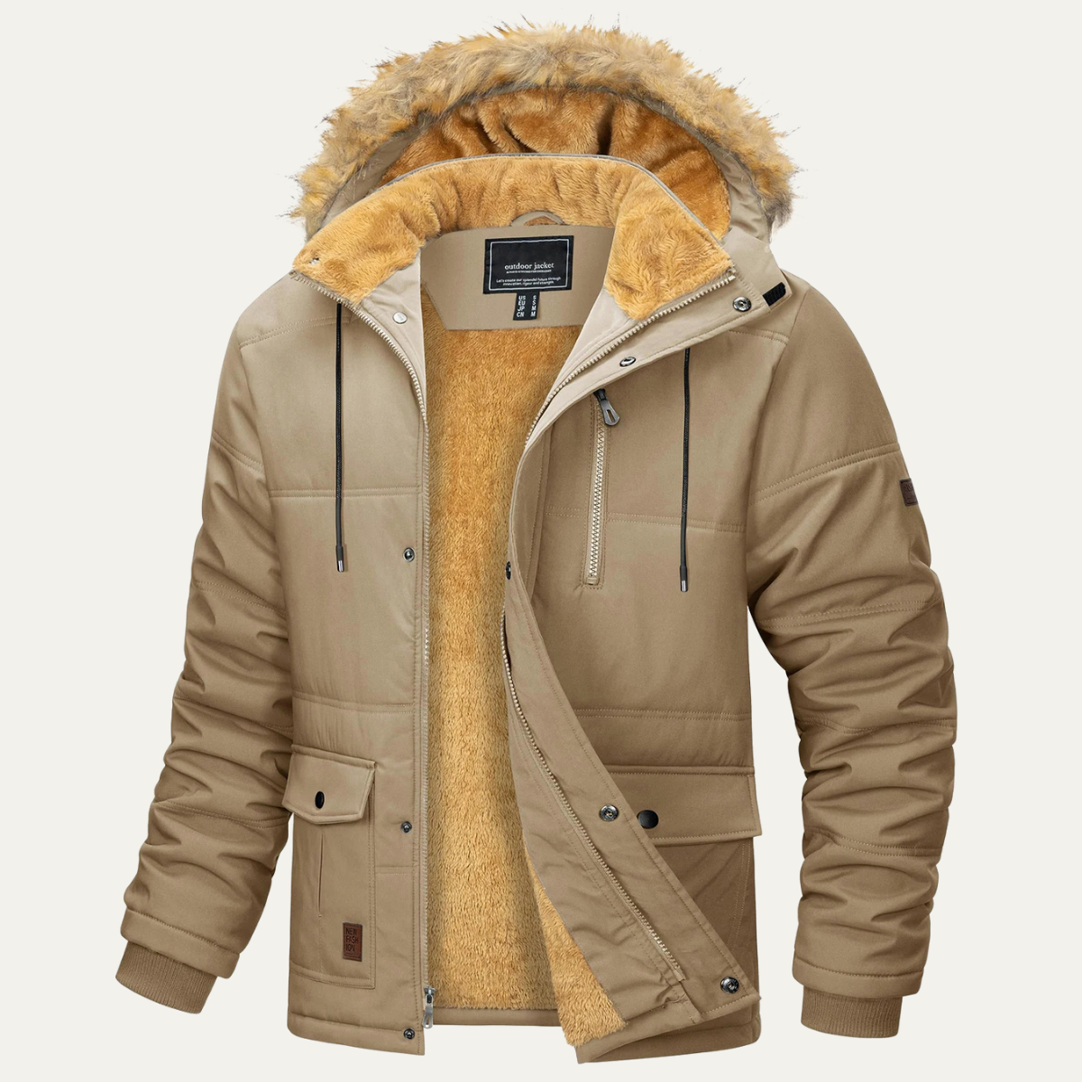 Warm Waterproof Men's Parka Coat with Removable Hood