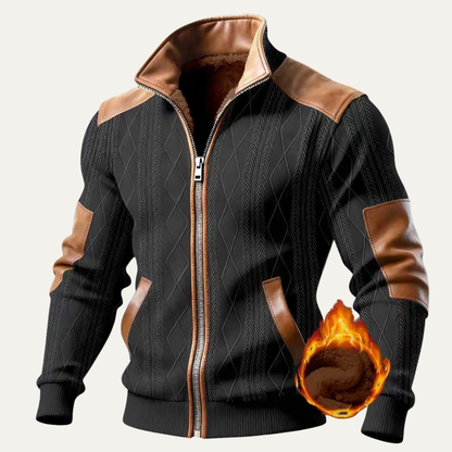 Cozy Mens Fleece Lined Zip Up Winter Sweater