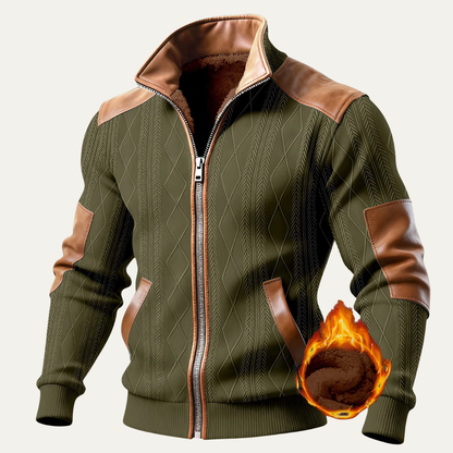 Cozy Mens Fleece Lined Zip Up Winter Sweater