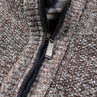 Warm Mens Cable Knit Zipper Sweater