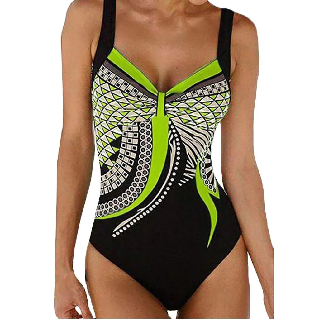 Women's Swimsuit - Bold Print - Thick Straps - High Waist - Nocini