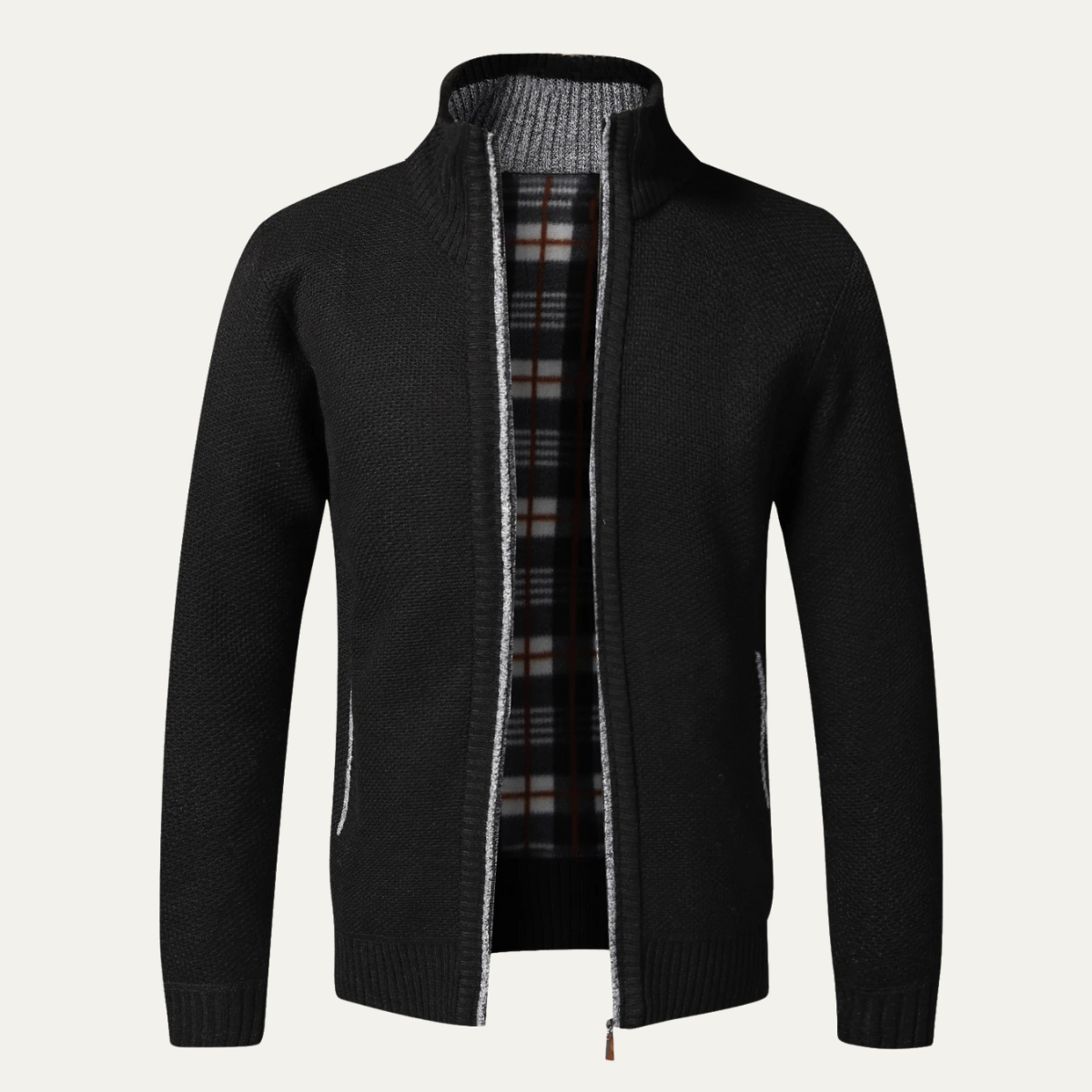 Warm Mens Cable Knit Zipper Sweater - Nocini