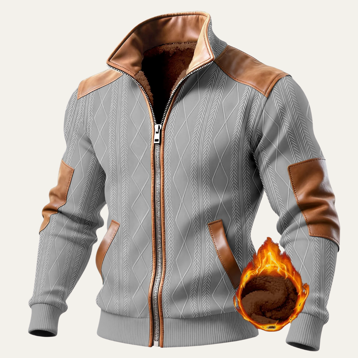Cozy Mens Fleece Lined Zip Up Winter Sweater