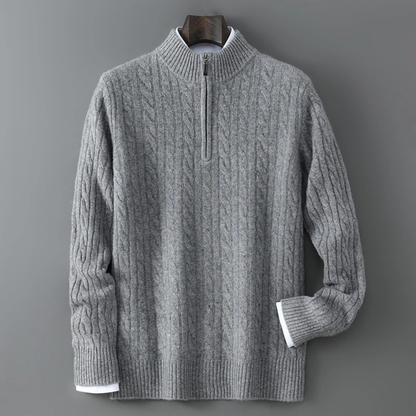 Cozy Men's Thermal Half Zip Knit Winter Sweater